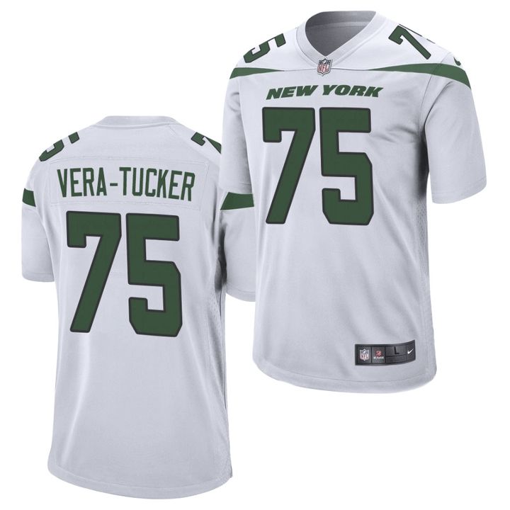 Men New York Jets #75 Alijah Vera-Tucker Nike White Game NFL Jersey